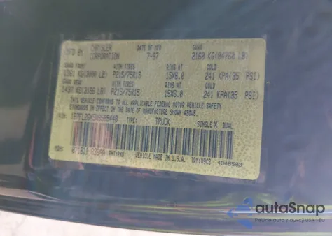 1998 Dodge Dakota Slt/Sport from USA, damaged, VIN 1B7FL26X5WS505448